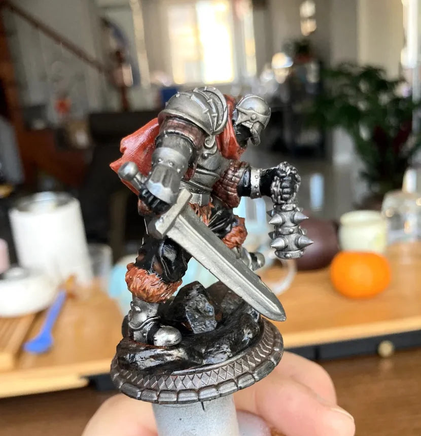 75mm Horned Demon Knight in Spiked Armor, Resin Model Figure Kit, Fantasy Theme, Unassembled and Unpainted