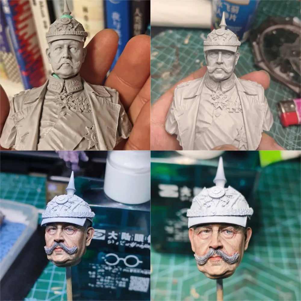 1/10 WWI German Prussian Officer, 3 Figures, Resin Model Bust Kit, Unassembled and Unpainted