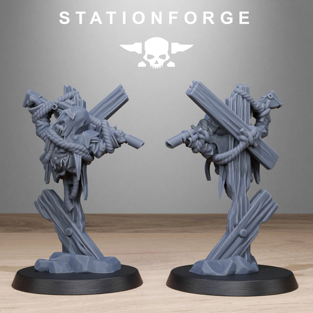 28mm GrimGuard Objective Markers, 10 Figures, Resin Model Figure Kit, Sci-Fi Theme, Unassembled and Unpainted