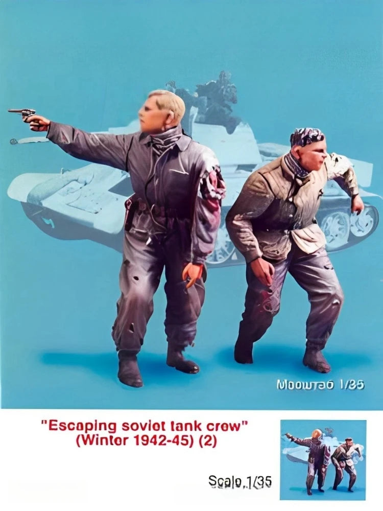 1/35 WWII Soviet Tank Crew with Commander, 3 Figures, Resin Model Figure Kit, Unassembled and Unpainted