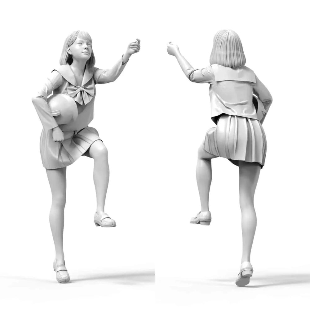 1/35 Schoolgirl, 2 Figures, Resin Model Figure Kit, Anime Theme, Unassembled and Unpainted