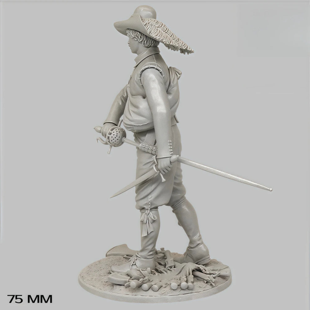 75mm Napoleonic French Officer with Sabre, Resin Model Figure Kit, Unassembled and Unpainted