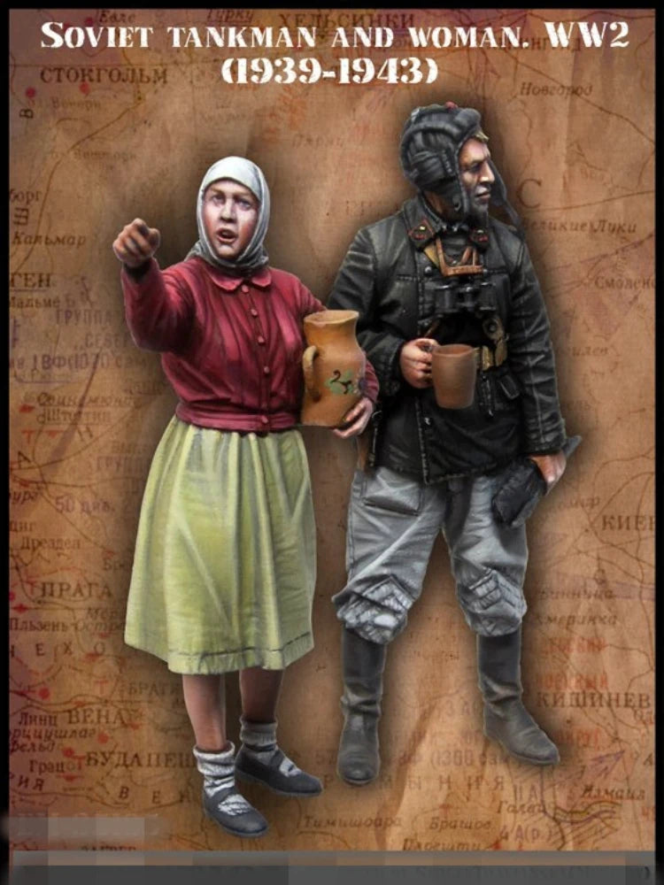 1/35 WWII Soviet Infantry with Female Soldiers, 6 Figures, Resin Model Figure Kit, Unassembled and Unpainted