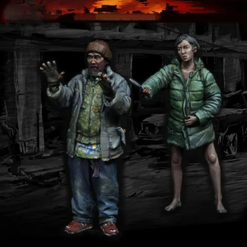 1/35 Modern Contemporary Man and Woman in Winter Jackets, 2 Figures, Resin Model Figure Kit, Unassembled and Unpainted
