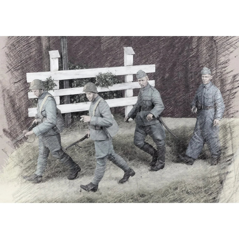 1/35 WWII Dutch Infantry Soldiers Marching, 4 Figures, Resin Model Figure Kit, Unassembled and Unpainted