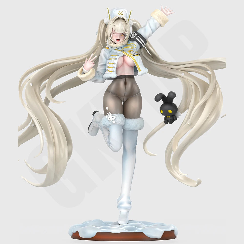 1/24 Winter Rabbit Ear Girl, Resin Model Figure Kit, Anime Theme, Unassembled and Unpainted