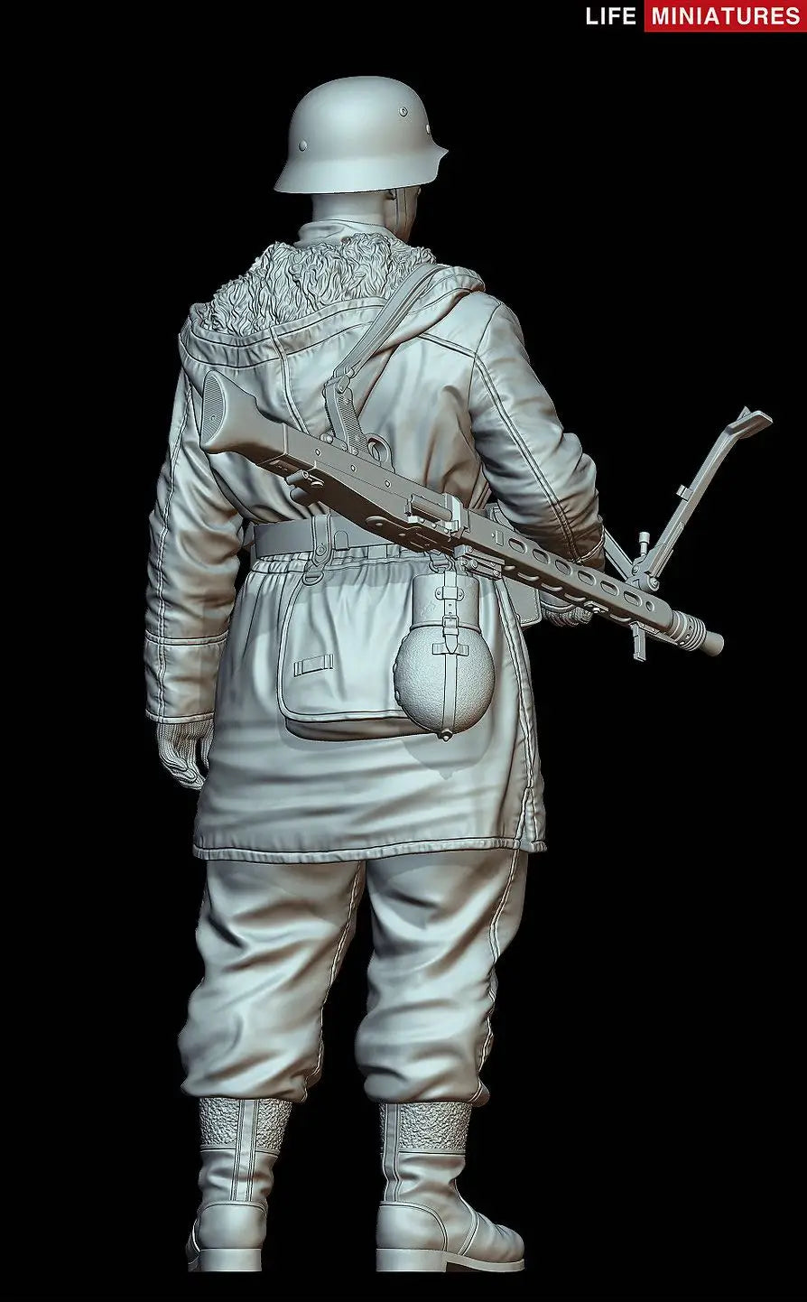 1/16 WWII German Infantry with MP40 and Gas Mask, Resin Model Figure Kit, Unassembled and Unpainted