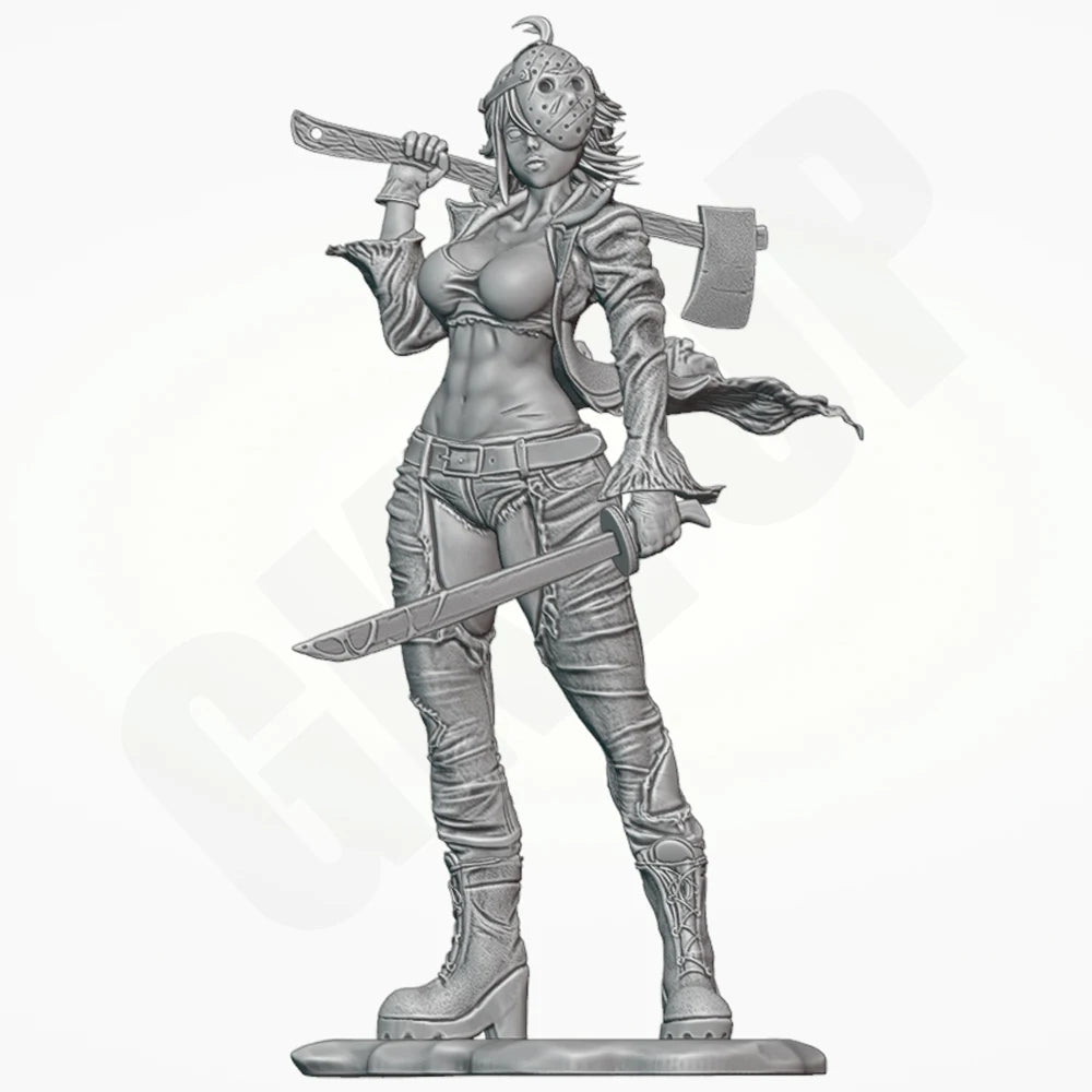 1/24 Female Warrior Dual Blades, Resin Model Figure Kit, Fantasy Theme, Unassembled and Unpainted