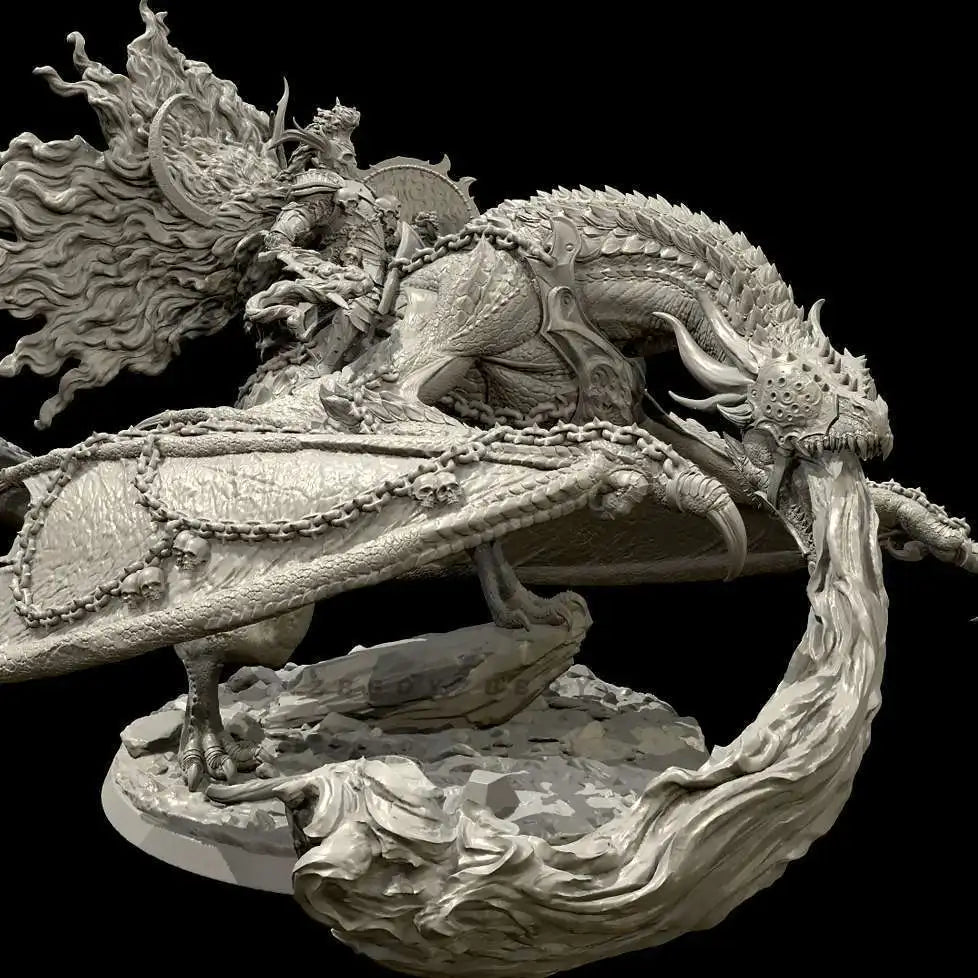 85mm Evil Fire Dragon, Resin Model Figure Kit, Fantasy Theme, Unassembled and Unpainted