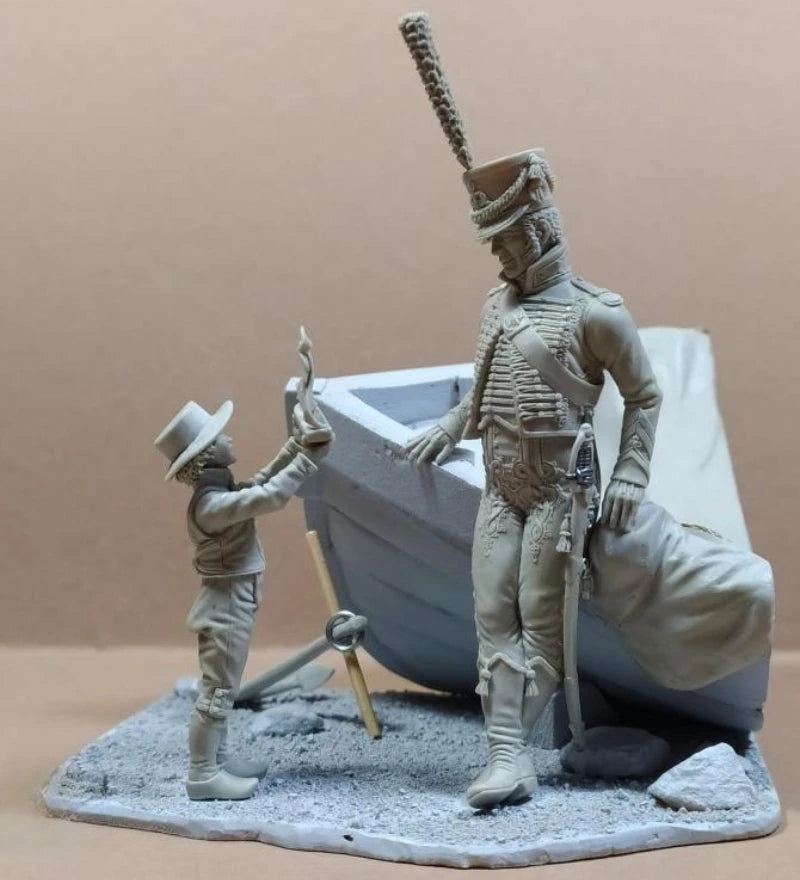 1/24 Napoleonic Naval Officers & Sailors, 4 Figures, Resin Model Figure Kit, Unassembled and Unpainted