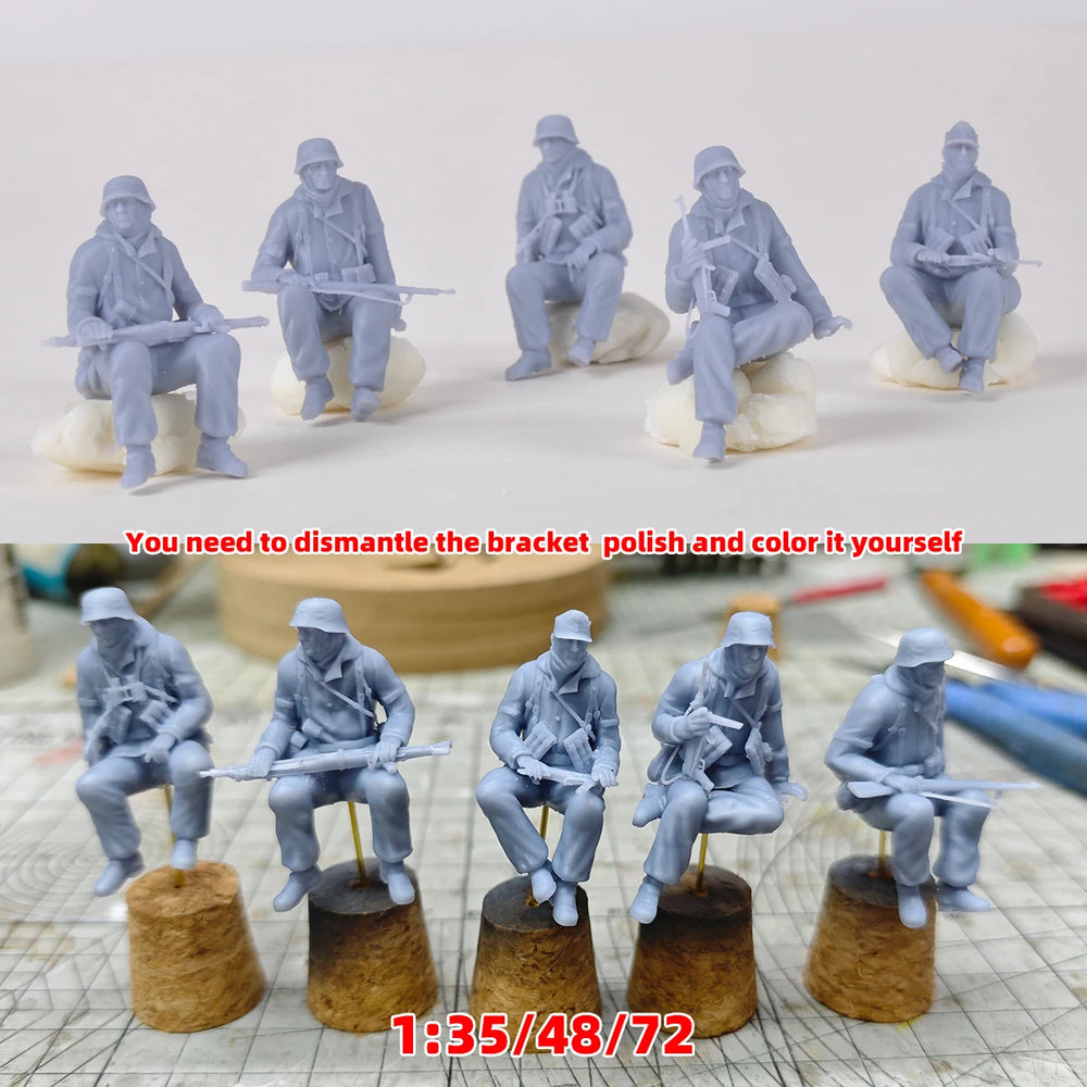 1/35 WWII German Soldiers in Combat Poses, 10 Figures, Resin Model Figure Kit, Unassembled and Unpainted