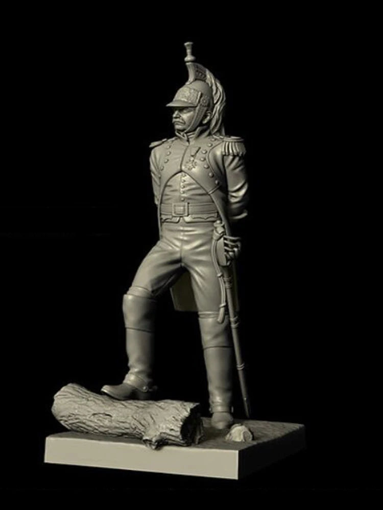 1/32 Napoleonic Cavalry Officer in Yellow Uniform, Resin Model Figure Kit, Unassembled and Unpainted