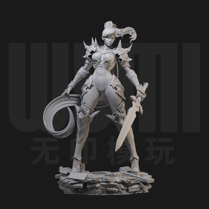 1/24 Spiked Armored Warrior with Whip and Sword, Resin Model Figure Kit, Fantasy Theme, Unassembled and Unpainted