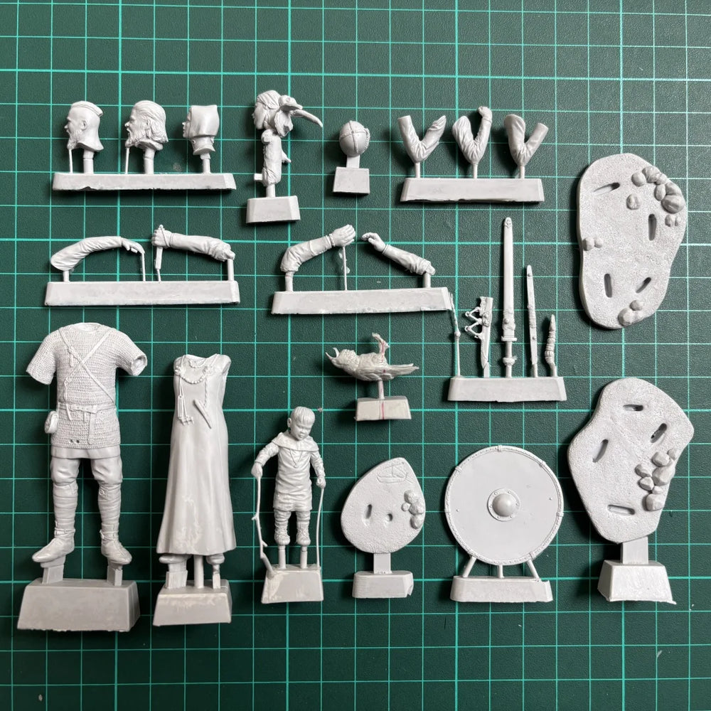 75mm Nordic Fantasy Warriors, 3 Figures, Resin Model Figure Kit, Fantasy Theme, Unassembled and Unpainted