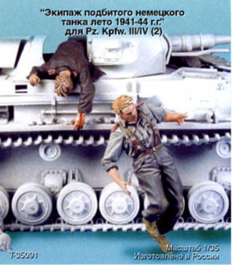 1/35 WWII German Panzer Crew in Action Poses, 2 Figures, Resin Model Figure Kit, Unassembled and Unpainted