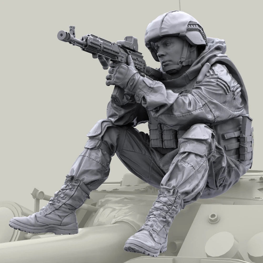 1/35 Modern Tactical Rifleman in Body Armor with Assault Rifle, Resin Model Figure Kit, Unassembled and Unpainted