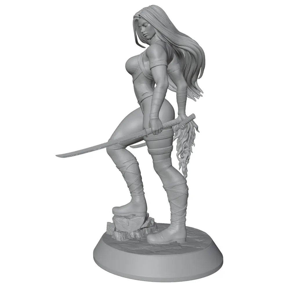 75mm Female Warrior with Scimitar and Leg Wraps, Resin Model Figure Kit, Fantasy Theme, Unassembled and Unpainted