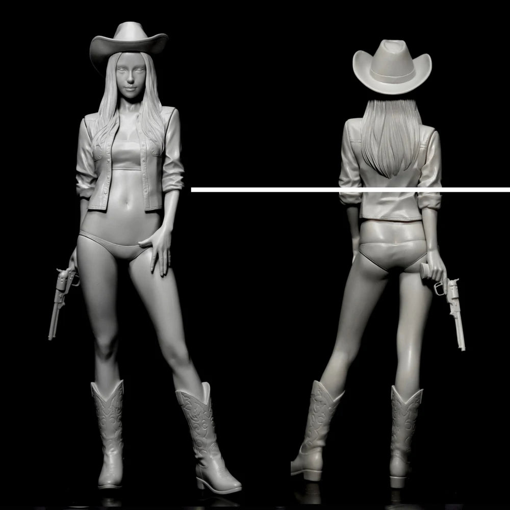 1/12 Western Cowgirl Pin-up, Resin Model Figure Kit, Unassembled and Unpainted