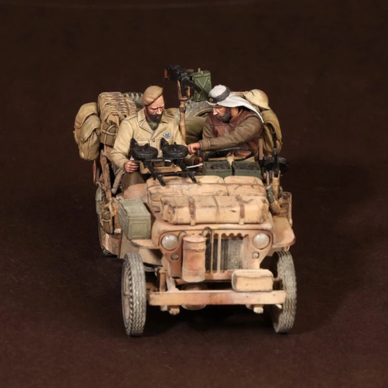 1/35 WWII Allied Jeep Crew, 2 Figures, Resin Model Vehicle Kit, Unassembled and Unpainted