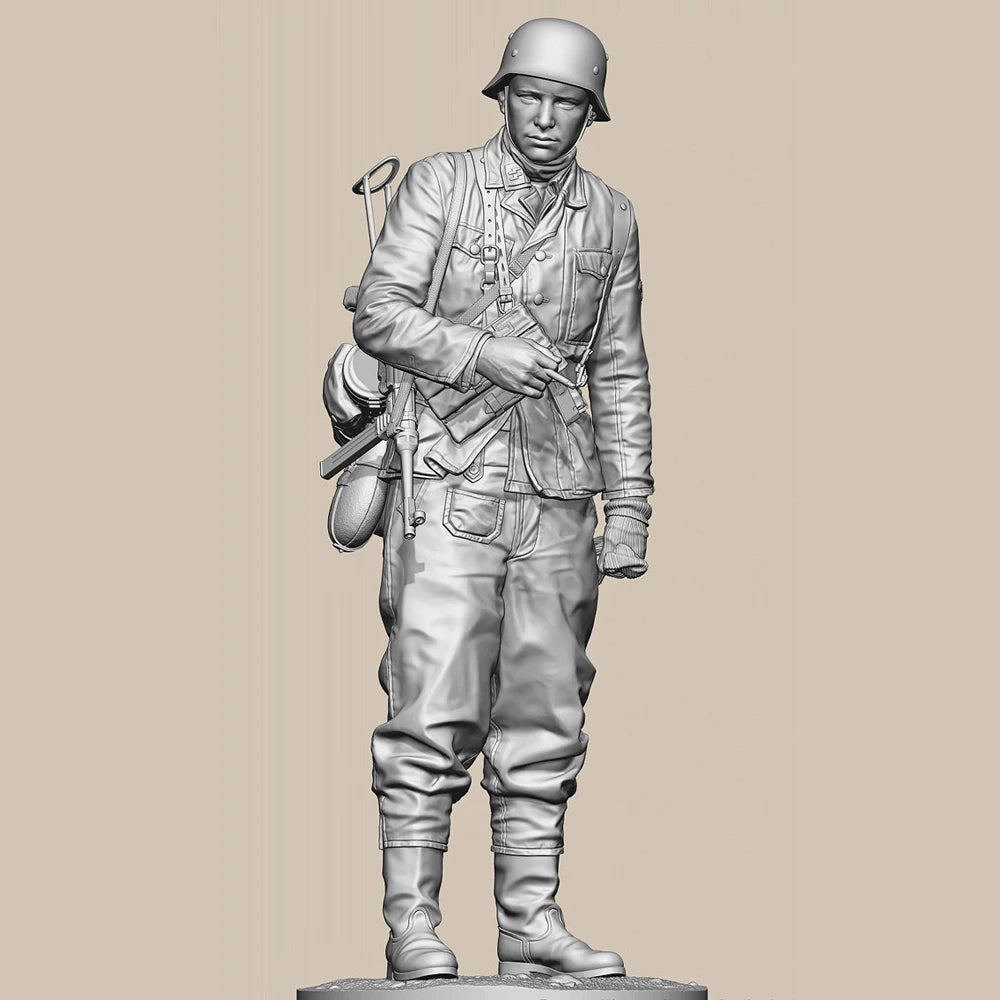 1/35 WWII German Infantry in Puttees with Rifle, Resin Model Figure Kit, Unassembled and Unpainted