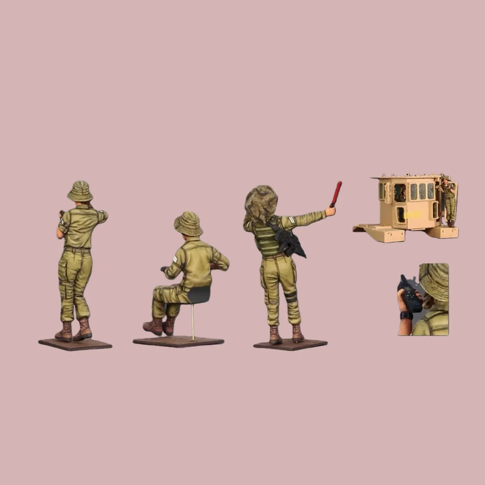 1/35 Modern IDF D9 Bulldozer Crew, 3 Figures, Resin Model Figure Kit, Unassembled and Unpainted