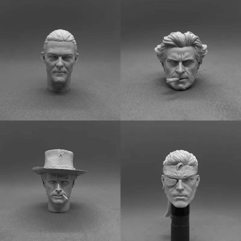 1/6 Character Head Sculpts Collection, 11 Figures, Resin Model Bust Kit, Historical Theme, Unassembled and Unpainted