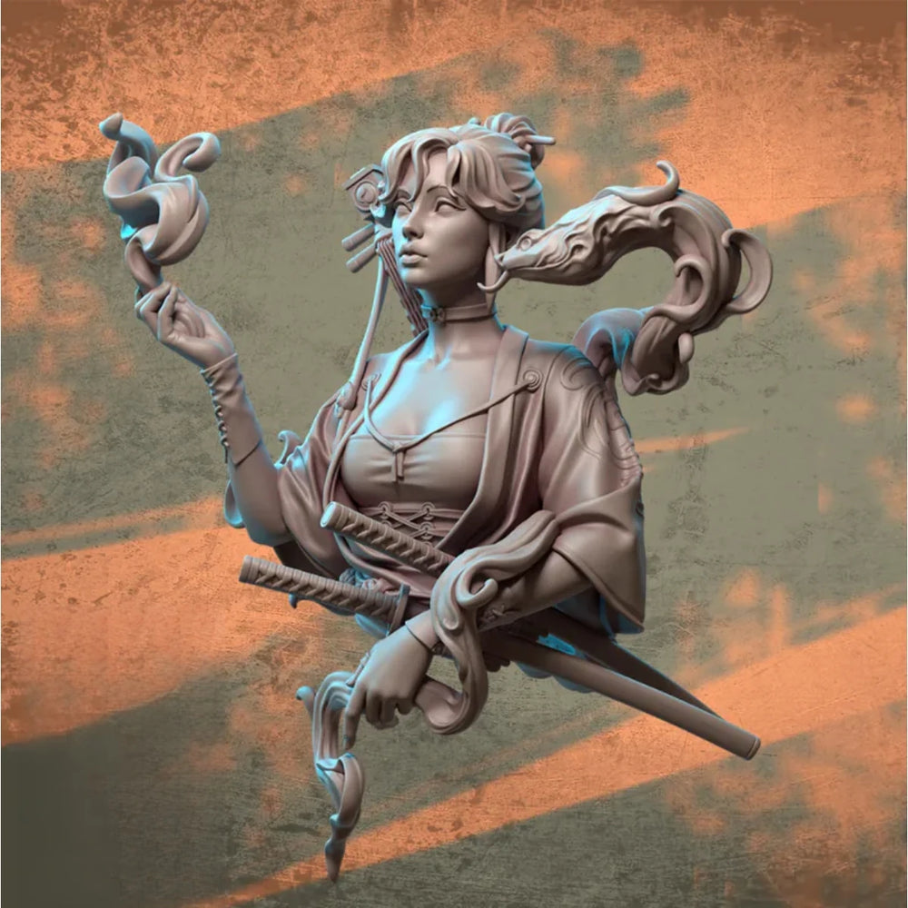 1/10 Dark Fantasy Demon Sorceress, Resin Model Bust Kit, Fantasy Theme, Unassembled and Unpainted