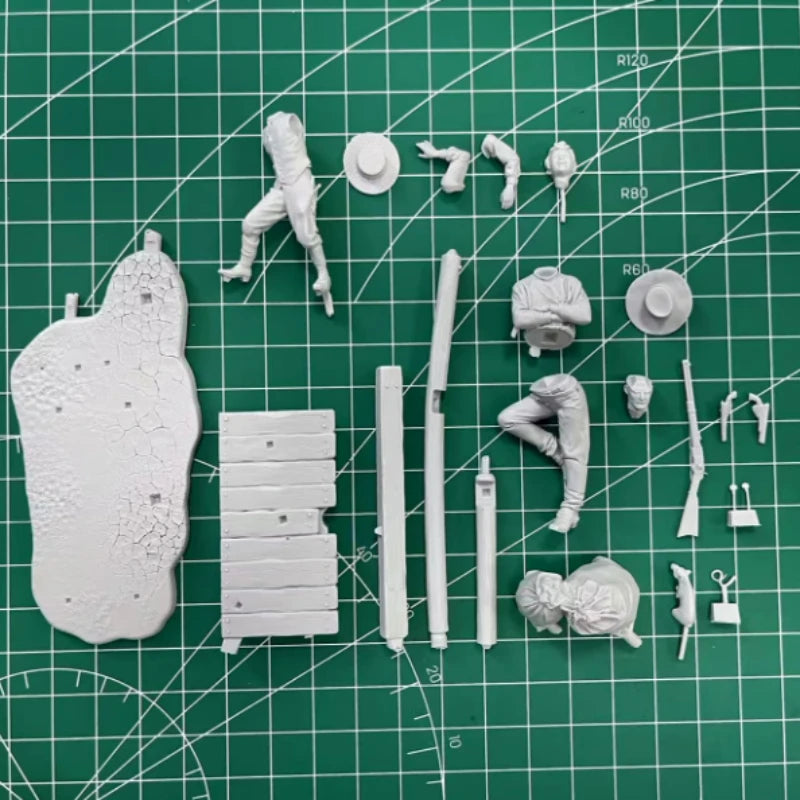 1/32 Western Cowboys at Leisure, 4 Figures, Resin Model Figure Kit, Historical Theme, Unassembled and Unpainted