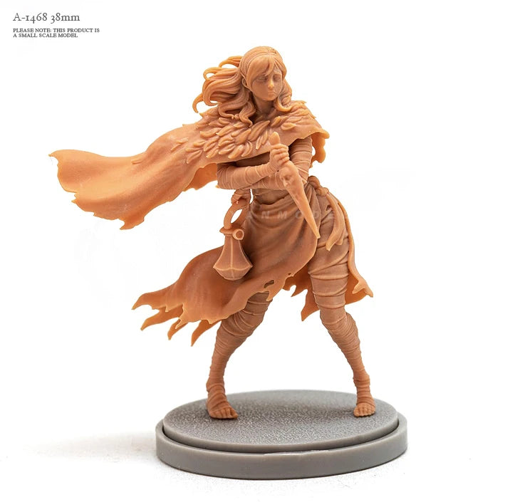 38mm Barefoot Warrior with Flowing Cape, Resin Model Figure Kit, Fantasy Theme, Unassembled and Unpainted