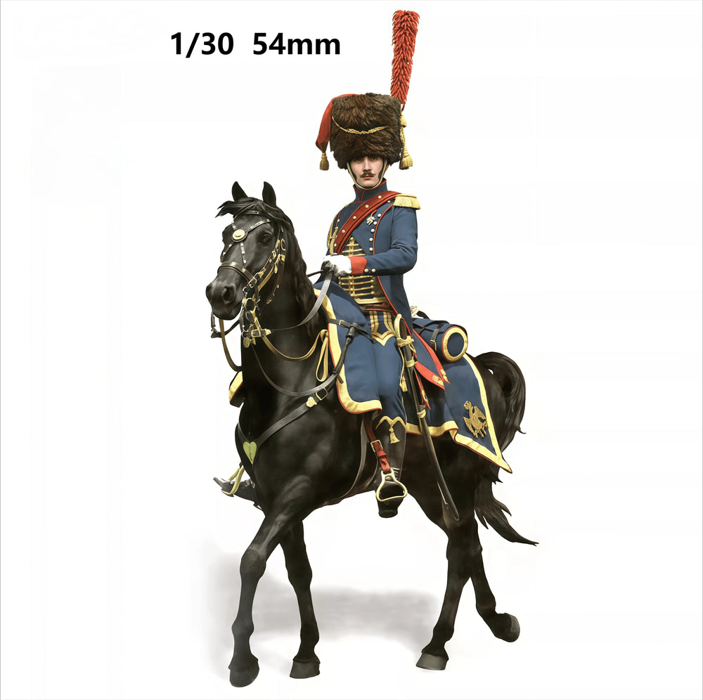 1/30 Napoleonic Royal Guard Mounted Cavalry Soldier 1/30 (54Mm), Resin Model Figure Kit, Unassembled and Unpainted