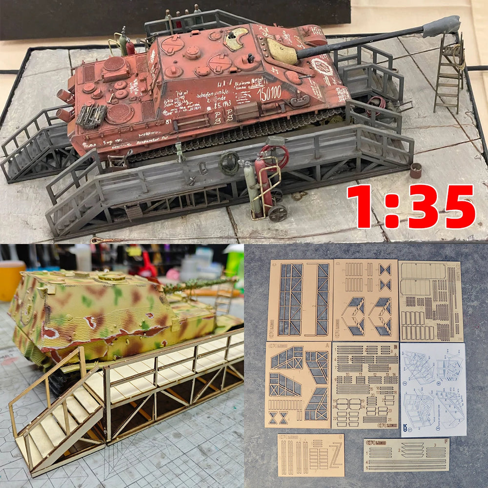 1/35 WWII Tank Factory Repair, Resin Model Diorama Kit, Unassembled and Unpainted
