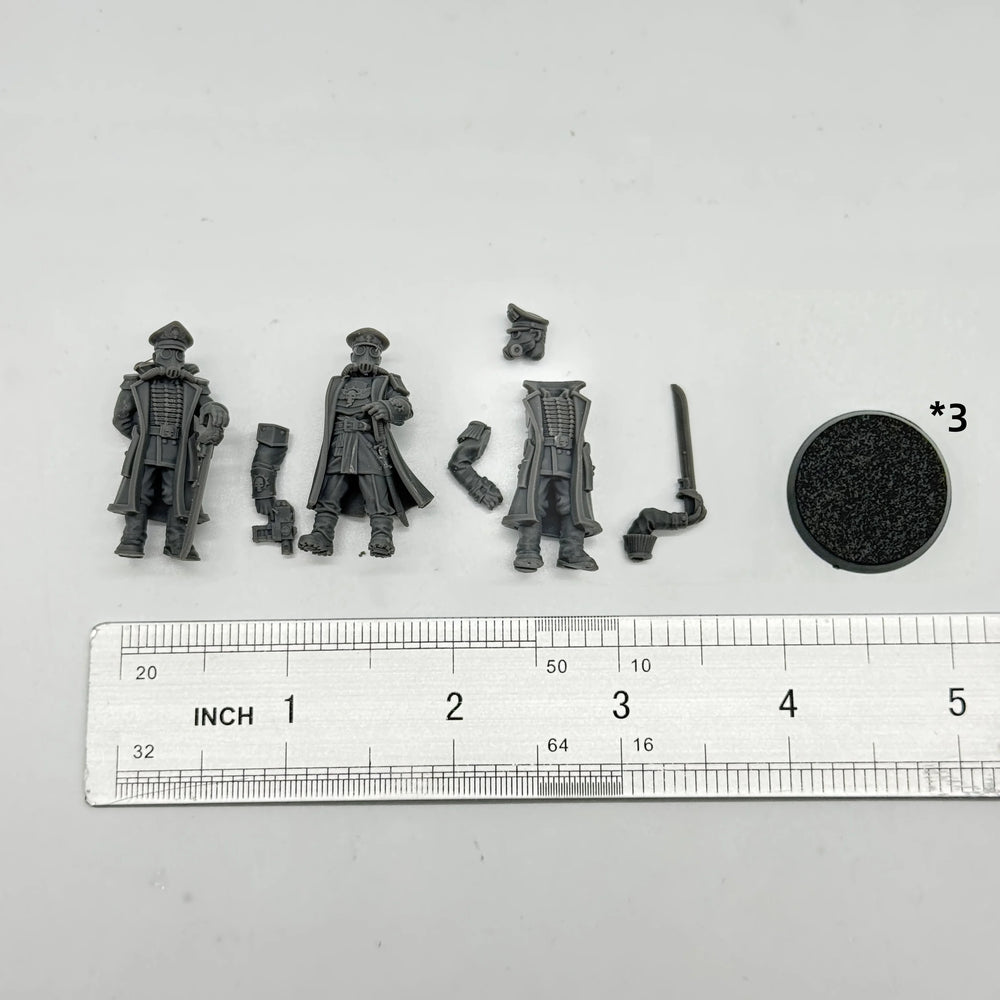 WWI WWI-Inspired Fantasy Officers, 3 Figures, Resin Model Figure Kit, Unassembled and Unpainted