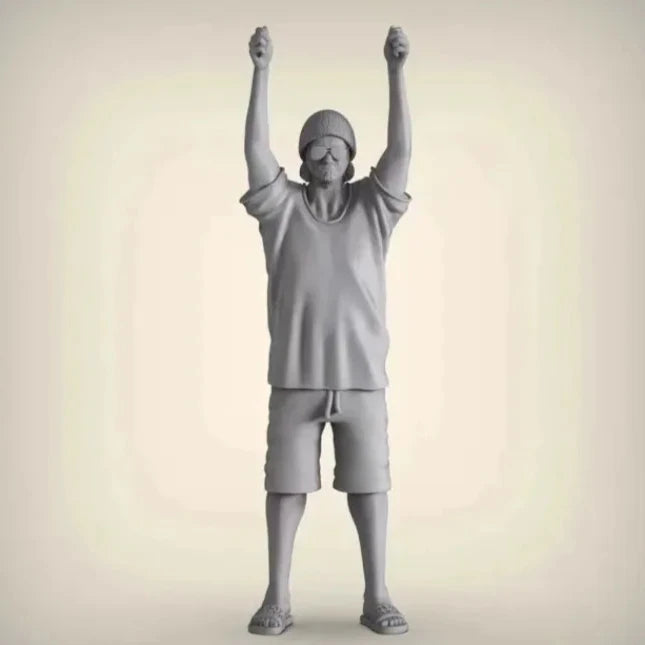 1/35 Modern Civilian Celebrating Victory, Resin Model Figure Kit, Unassembled and Unpainted
