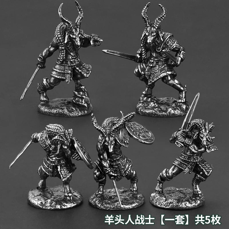 32mm Sheephead Demon Warriors, 6 Figures, Resin Model Figure Kit, Fantasy Theme, Unassembled and Unpainted
