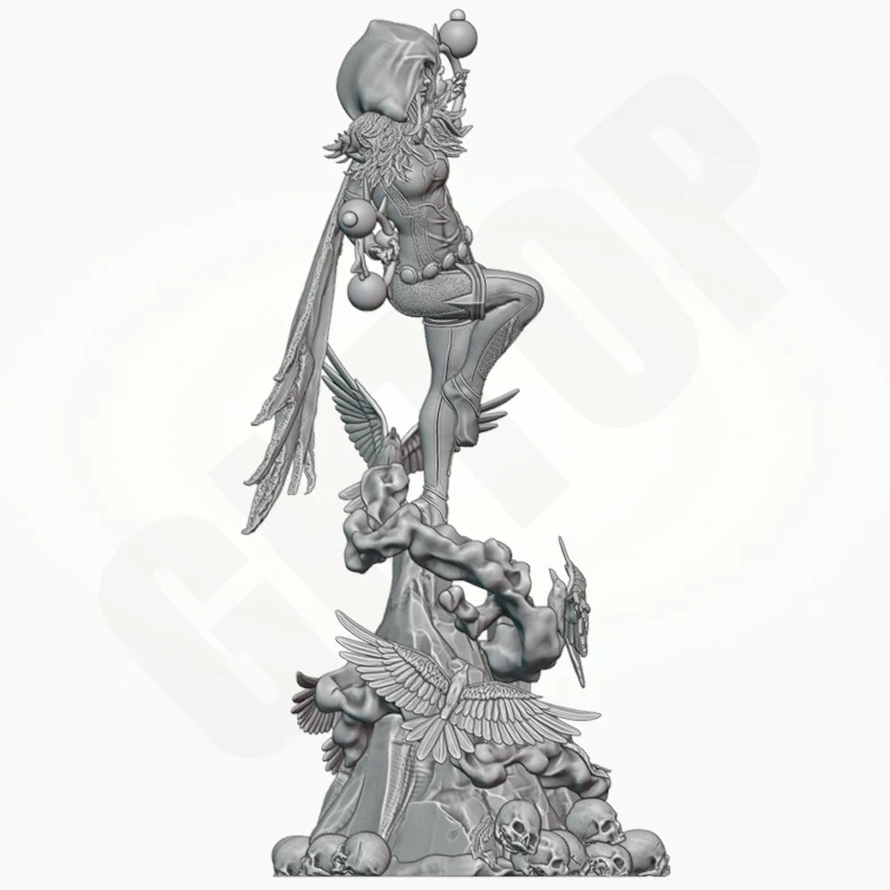 1/24 Belle Crow Winged Sorceress, Resin Model Figure Kit, Fantasy Theme, Unassembled and Unpainted