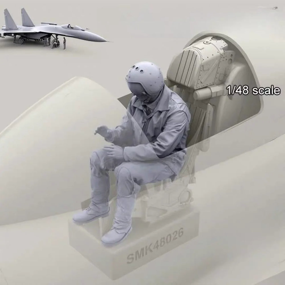 1/48 Cold War Russian Cold War Fighter Pilot, Resin Model Figure Kit, Unassembled and Unpainted