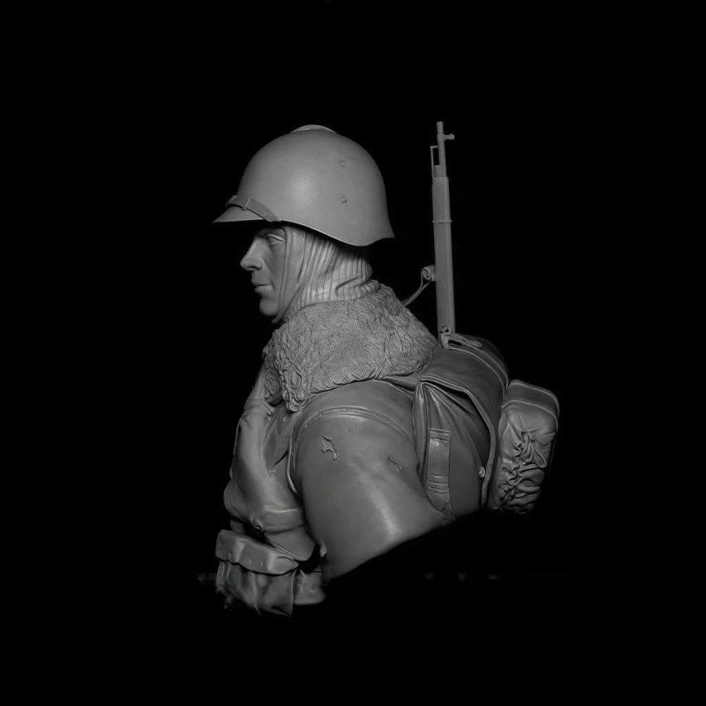 1/10 WWII Winter War Soviet Rifleman, 4 Figures, Resin Model Bust Kit, Unassembled and Unpainted