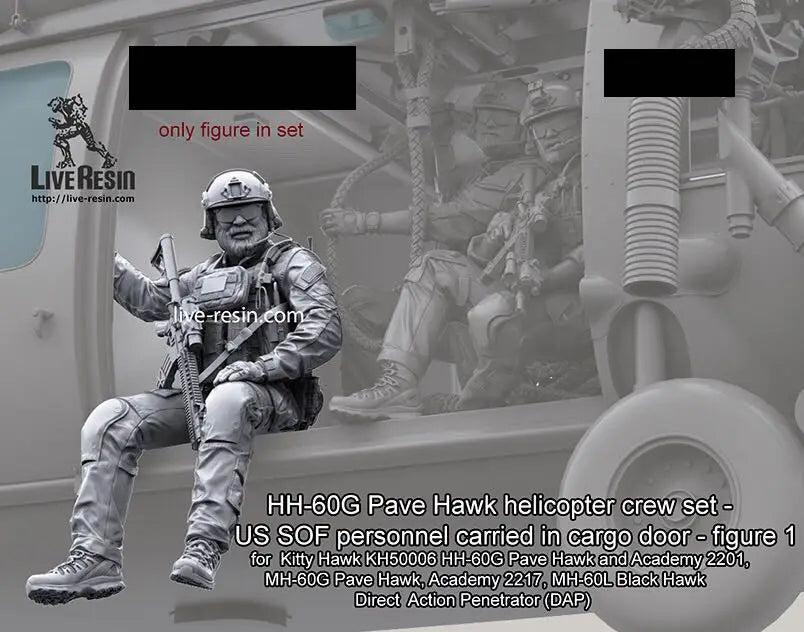 1/48 Modern US Special Operations Helicopter Crew, 3 Figures, Resin Model Figure Kit, Unassembled and Unpainted