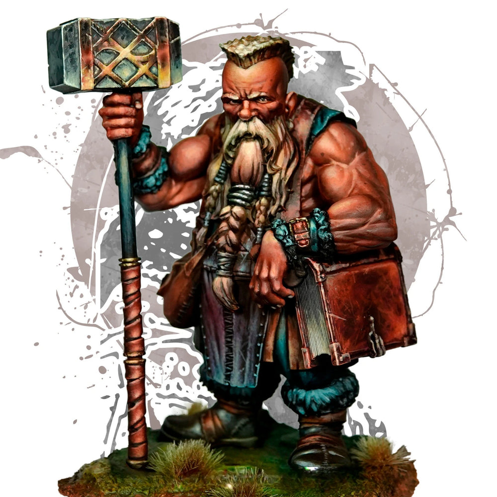 1/24 Armored Dwarf Warrior with Battle Axe, Resin Model Figure Kit, Fantasy Theme, Unassembled and Unpainted