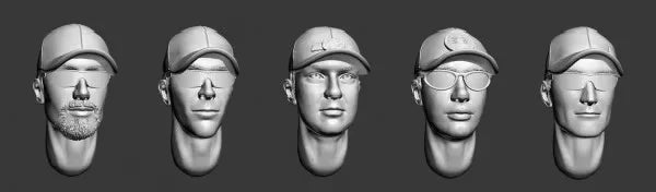 1/35 WWII German Infantry Stahlhelm Heads, 5 Figures, Resin Model Bust Kit, Unassembled and Unpainted