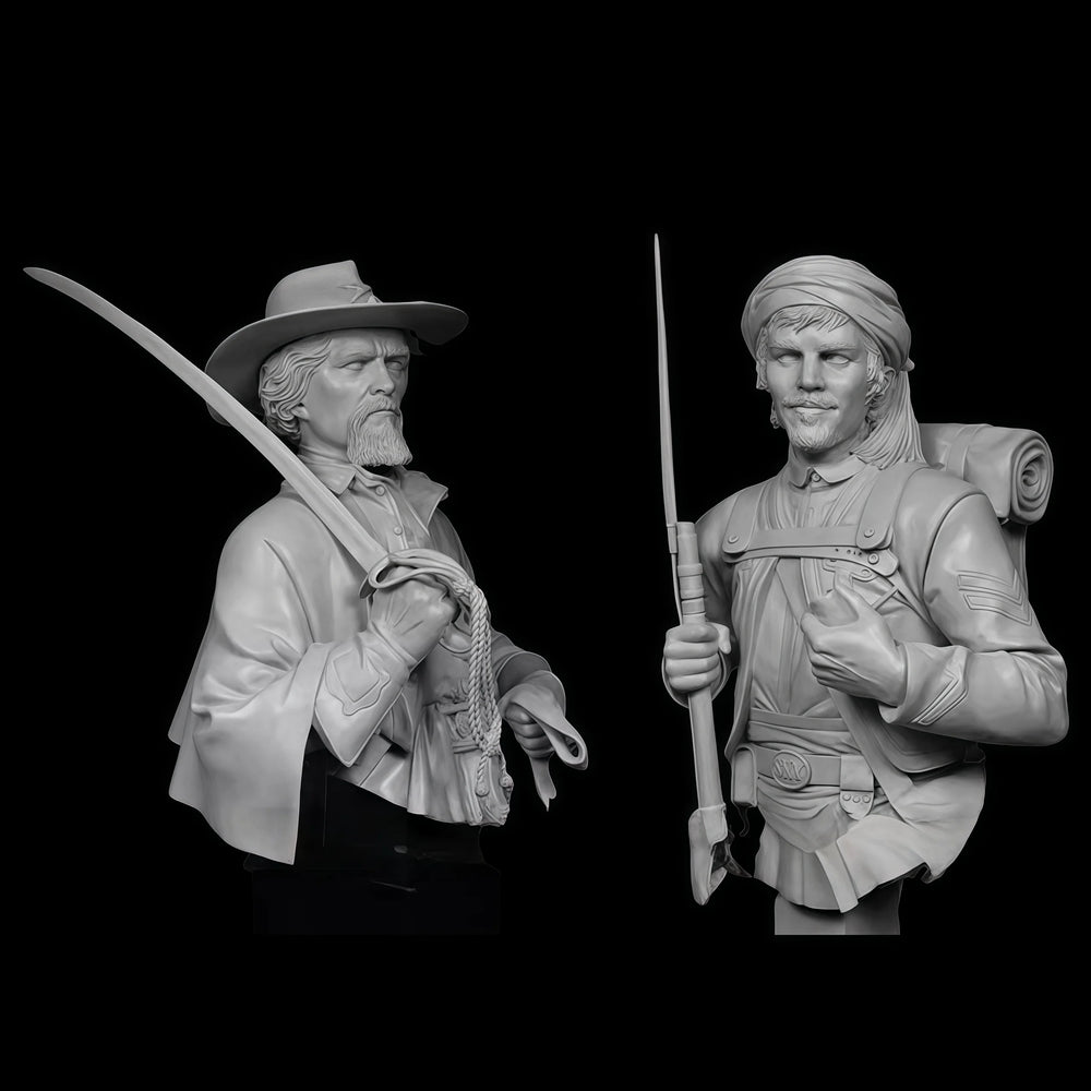 1/12 American Civil War Officer & Militia, 6 Figures, Resin Model Bust Kit, Unassembled and Unpainted