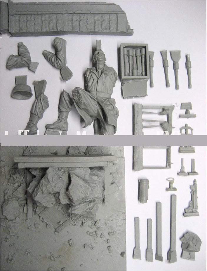 1/16 WWI Trench Fortification, 3 Figures, Resin Model Diorama Kit, Unassembled and Unpainted