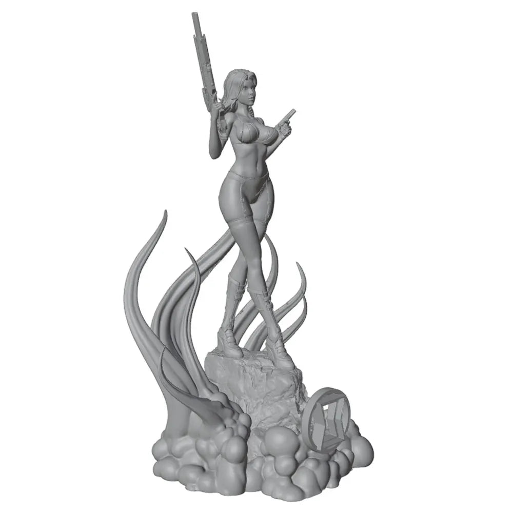 1/24 Dual-Sword Warrior on Tentacle Base, Resin Model Figure Kit, Fantasy Theme, Unassembled and Unpainted