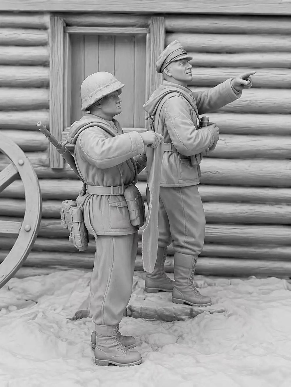 1/35 WWII Infantry Officers with Bunker Fortification, 2 Figures, Resin Model Diorama Kit, Unassembled and Unpainted