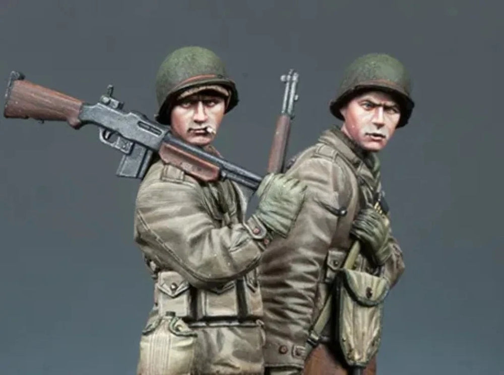 1/35 WWII US Infantry in Combat Poses, 6 Figures, Resin Model Figure Kit, Unassembled and Unpainted