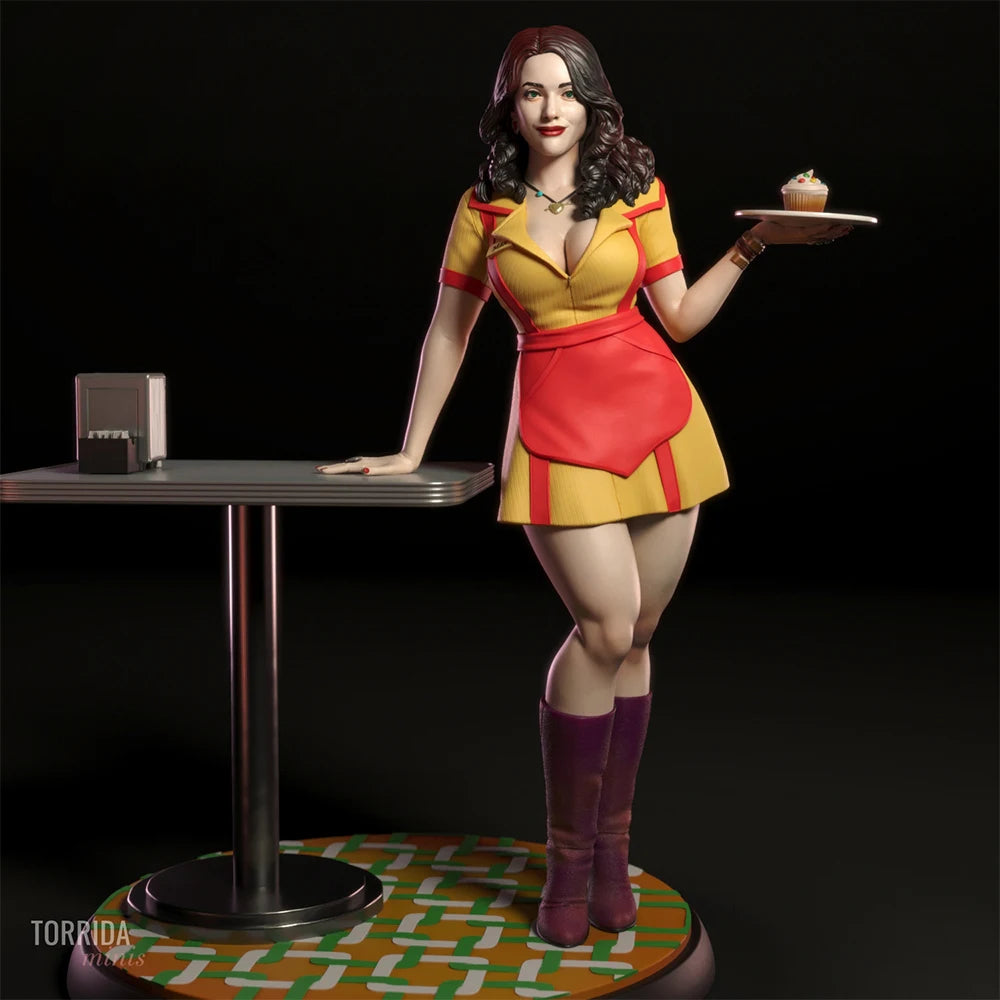 1/24 Retro Diner Attendant, Resin Model Figure Kit, Unassembled and Unpainted