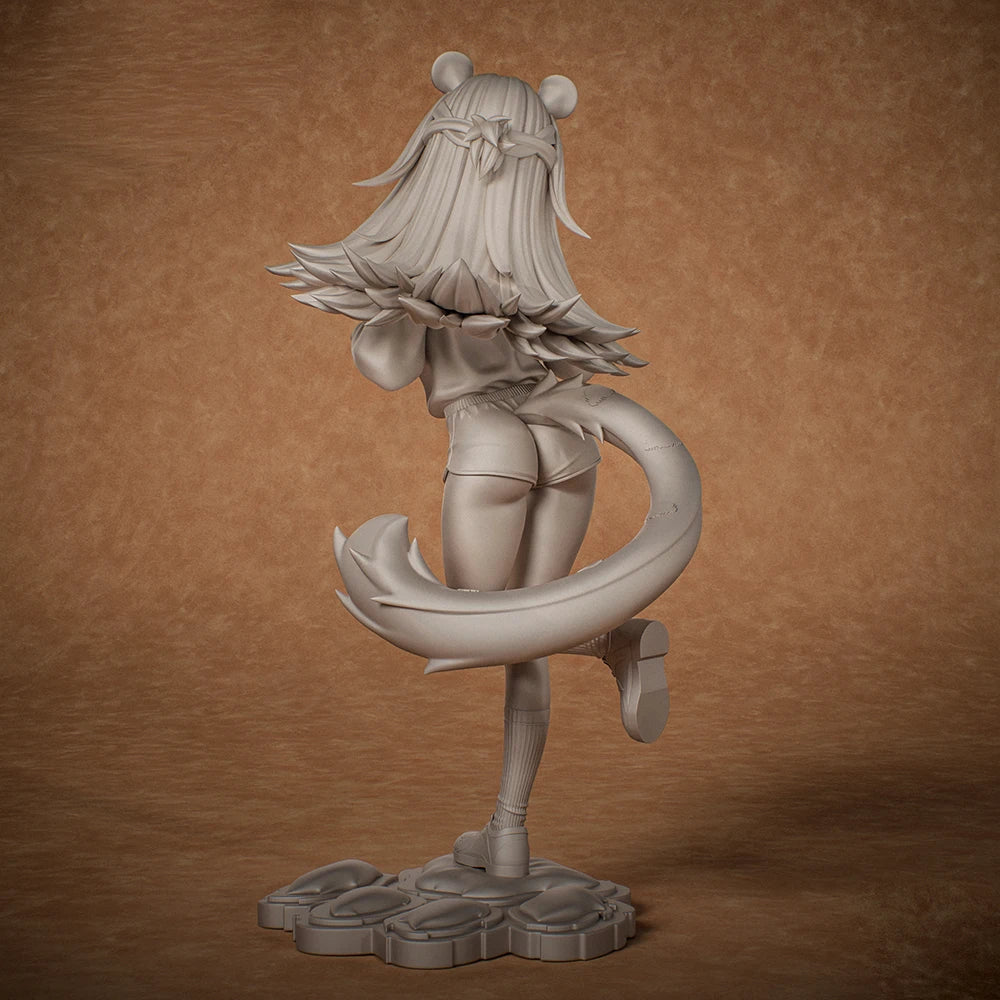 1/24 Cat Girl Kneeling with Tail, Resin Model Figure Kit, Anime Theme, Unassembled and Unpainted