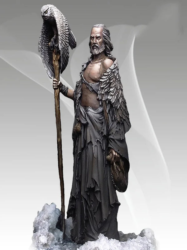 1/32 Sorceress with Raven Staff, Resin Model Figure Kit, Fantasy Theme, Unassembled and Unpainted