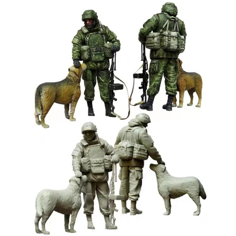 1/35 Modern Soldiers with Military Dogs, 6 Figures, Resin Model Figure Kit, Unassembled and Unpainted