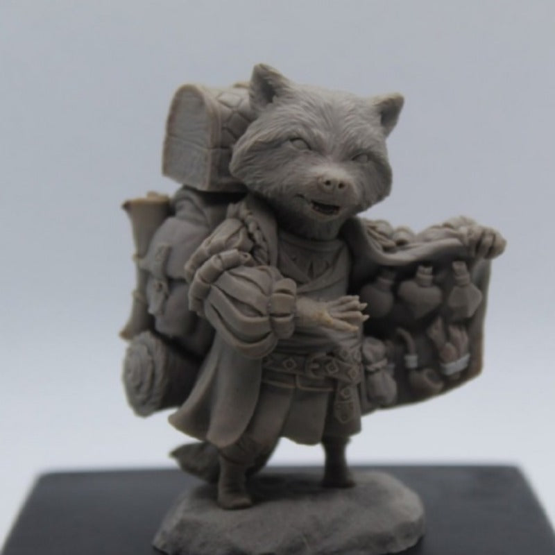 70mm Medieval Fantasy Raccoon Knight, Resin Model Figure Kit, Unassembled and Unpainted